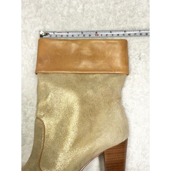 KENNETH COLE New York Smooth Grove Shimmery Gold Leather Mid Ankle Boots 9.5 - Picture 5 of 11